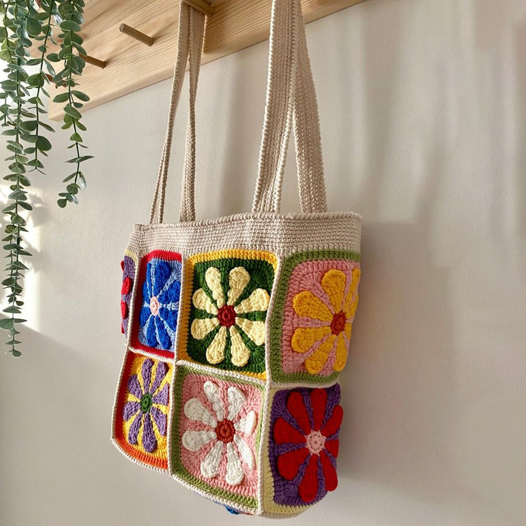 Hand Crochet Multi-Floral Granny Bag