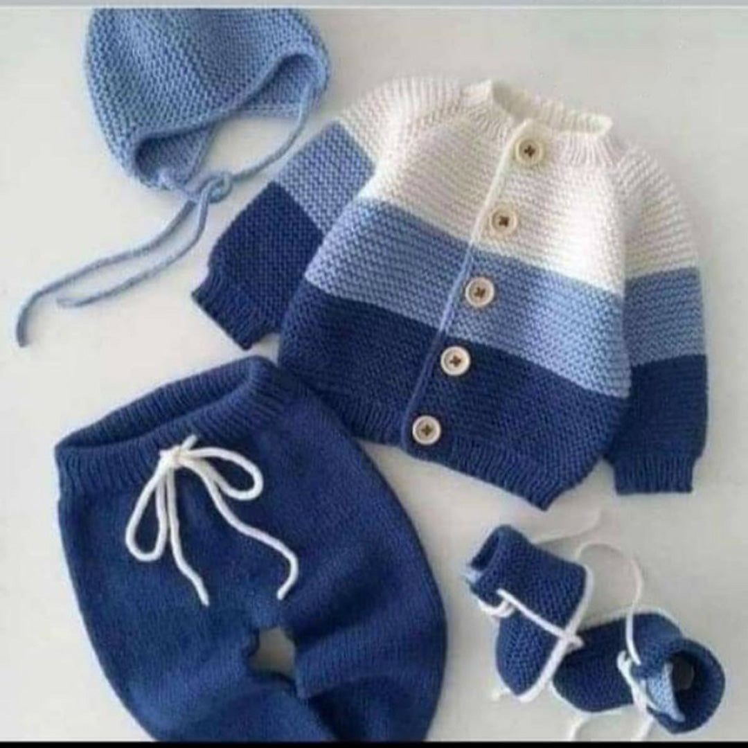 Wool Crocheted Kids Set for 0 to 6 Months