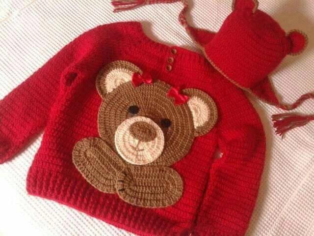 Hand Crocheted Sweater and Cap for Girls - 4 to 5 Years Old