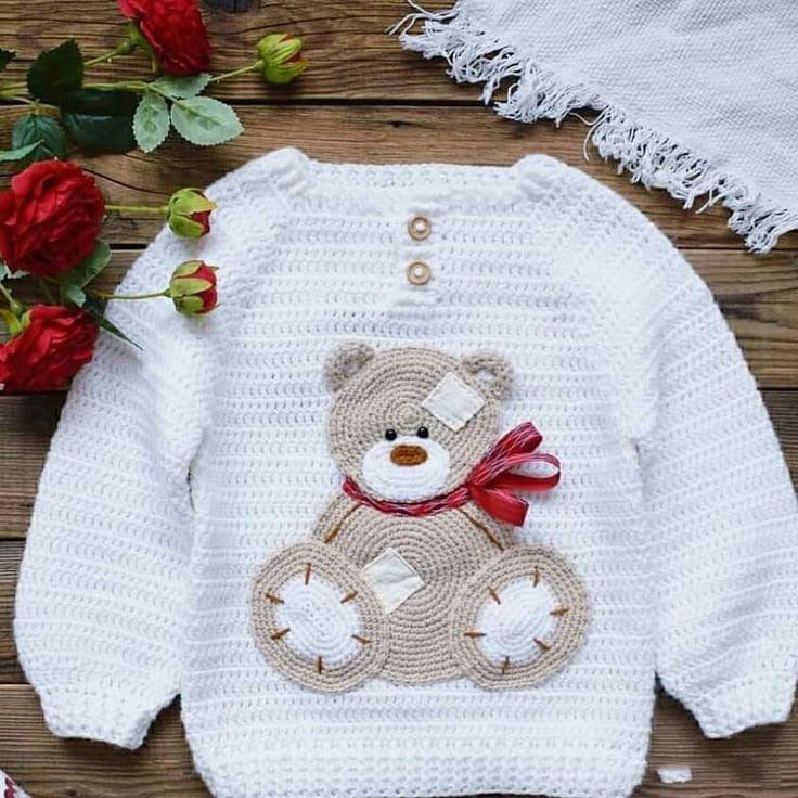 Hand-Crocheted Sweater for Little Girls (4-5 Years)