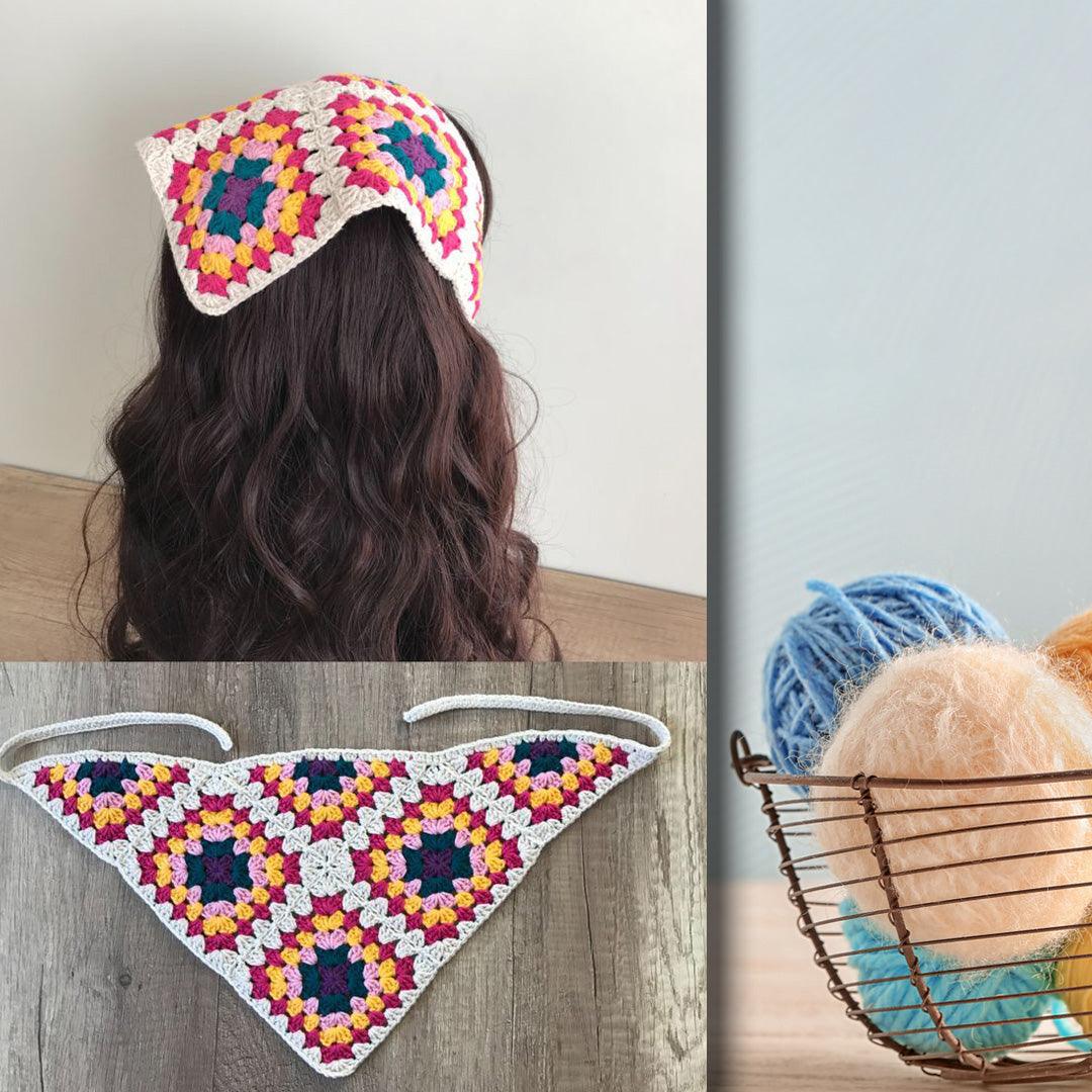 Hand-Crocheted Multicolor Head Bandanna for Women (3 Coloured)